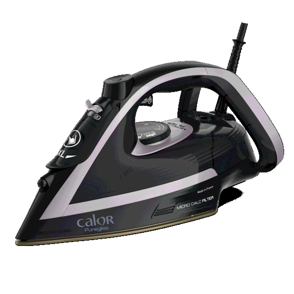 Puregliss, Fer à Repasser Vapeur, 50g/min, Pressing 280 g/min, Filtre Micro-Calc, Calor