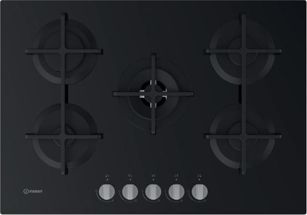 Table gaz Indesit : Gaz 5 feux - ING 72T/BK
