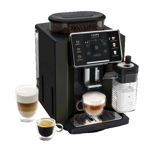 Sensation Lait, Krups, Machine à café à grains, 6 recettes, Carafe à lait, KRUPS