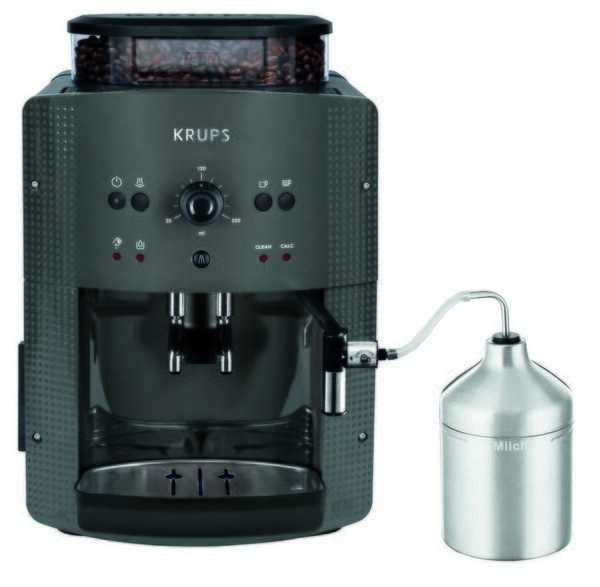 Krups Essential grise, Machine à café à grain, 5 boissons, mousseur de lait