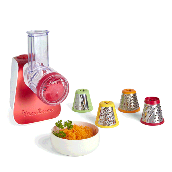 Moulinex Fresh express nectar 4 en 1, Découpe légumes, 4 cônes dont 1 spécial nectar, Rouge et blanc
