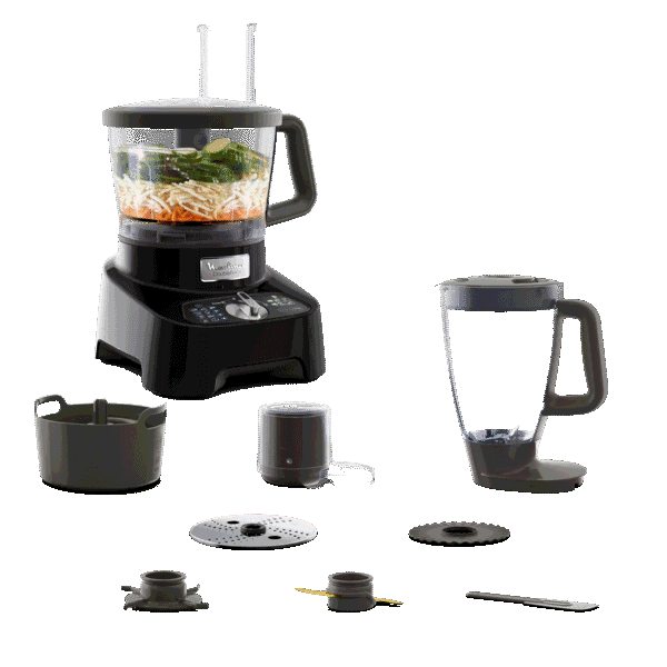 Moulinex Double Force, Robot multifonction, 1000 W, 28 fonctions, 8 accessoires, Noir