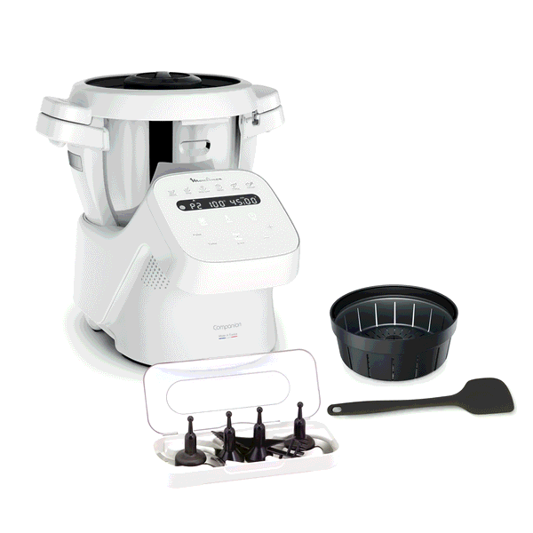 Moulinex Companion, Robot cuiseur, 14 fonctions, Capacité XL 10 personnes, Blanc, Fabriqué en France