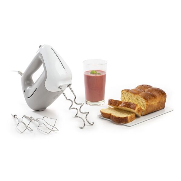 Moulinex Prep Mix, Batteur électrique, 5 vitesses, 2 jeux de fouets, 450 W, Blanc et gris