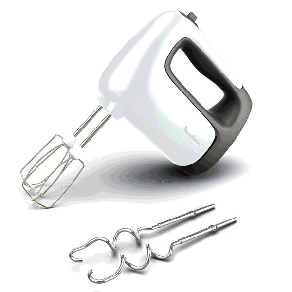 Moulinex Prep'Mix, Batteur électrique, 5 vitesses, 2 jeux de fouets, 500 W, Blanc