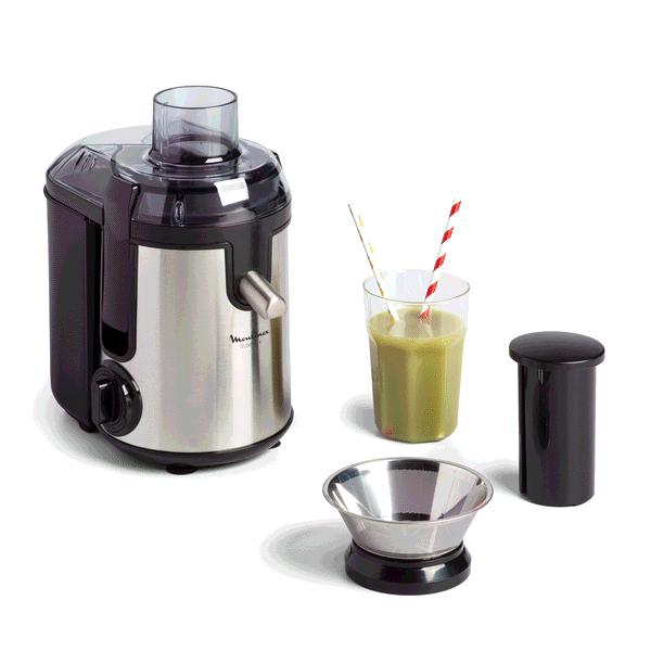 Moulinex Frutelia+ métal, Centrifugeuse, Capacité XL de 950 ml, 2 vitesses + pulse, 400 W, Noir et Métal