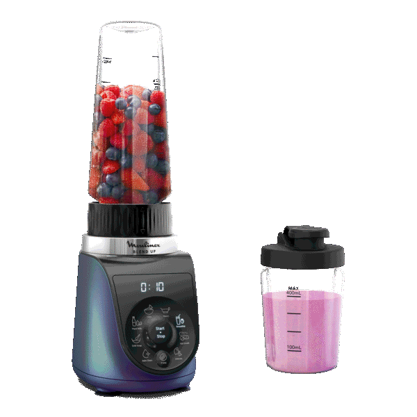 Moulinex Blend Up, Blender mini, Bol tritan 0.85L, 1000W, 8 programmes, 6 lames, 2 gourdes