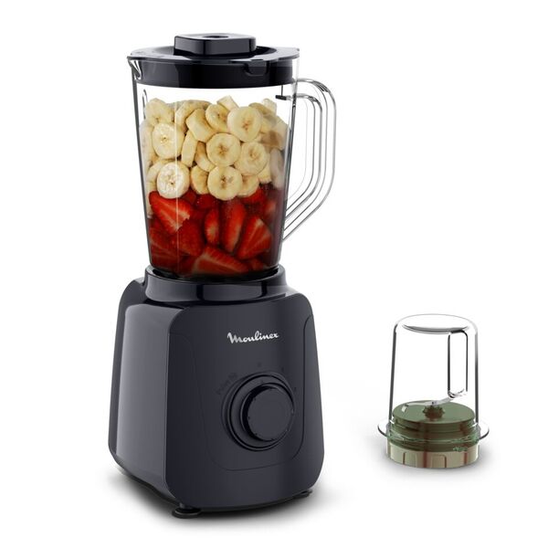 Moulinex Blendforce Essential, Blender, Bol plastique, 1,85 L, 450 W, 2 vitesses + Pulse, 4 lames, Hachoir