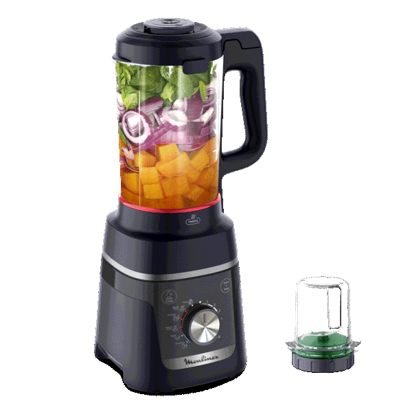 Moulinex Blendforce Cook, Blender chauffant, 5 programmes automatiques, 6 vitesses + Pulse, Mini hachoir