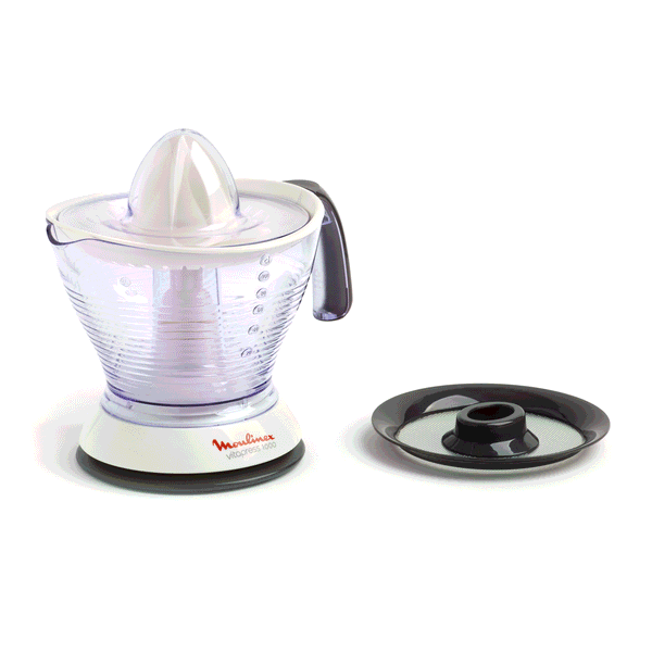 Moulinex Vitapress, Presse-agrumes, capacité XL 1l, 2 filtres, Blanc/gris foncé