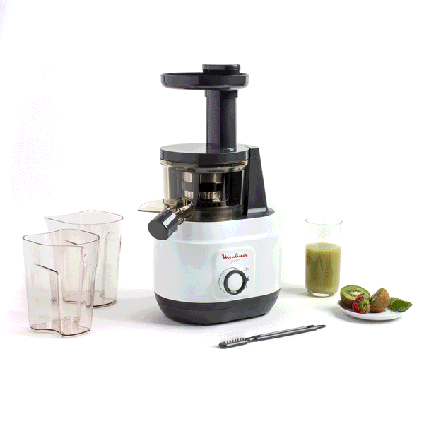 Moulinex Juiceo, Extracteur de jus, 1 vitesse, Fonction reverse, Facile à nettoyer, Capacité 800ml, Blanche