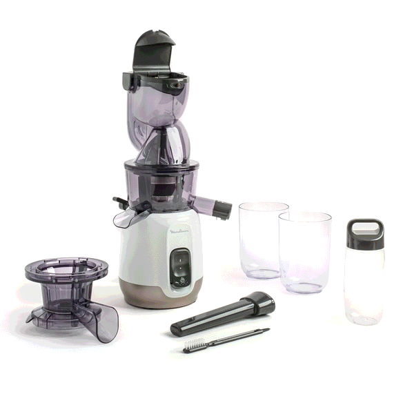 Moulinex Ultra Juice, Extracteur de jus, 200 W, Deux filtres, Gourde, Blanc