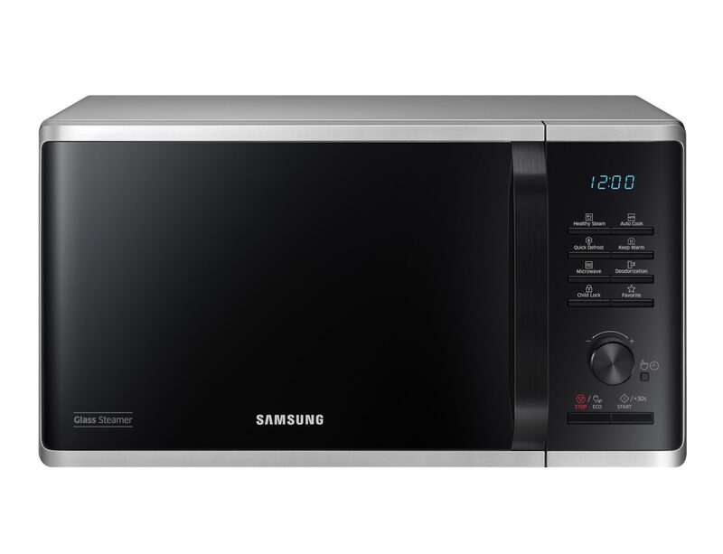Micro-ondes solo Samsung 23L - Désodorisation - Inox - 800W - Cocotte vapeur - MS23K3555ES