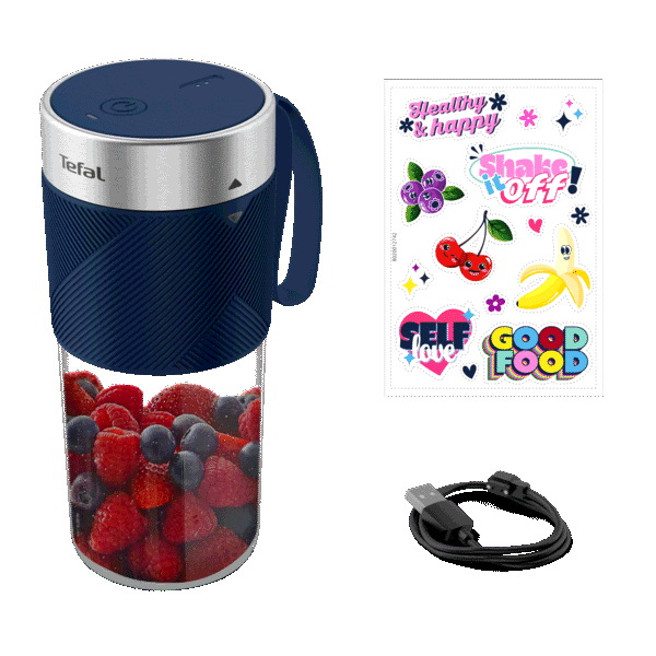 Tefal Lightmix Blender portable, Bol tritan 0,3L, 1 vitesse, 2 lames, Rechargeable