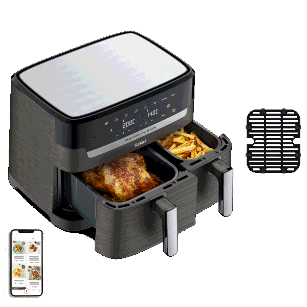 Tefal Dual Easy Fry & Grill, 8.3L, Air fryer 2.2kg, Gris Charbon