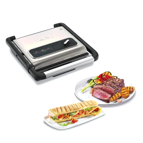 Tefal Inicio, Grill multifonction, Croque-Monsieur, Panini, 2000W, Rangement vertical - RECONDITIONNÉ