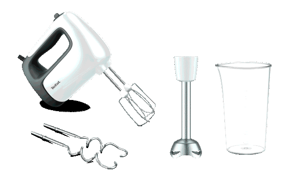 Tefal Prep'mix+, Batteur électrique + 2 jeux de fouets + embout pied mixeur, 500W